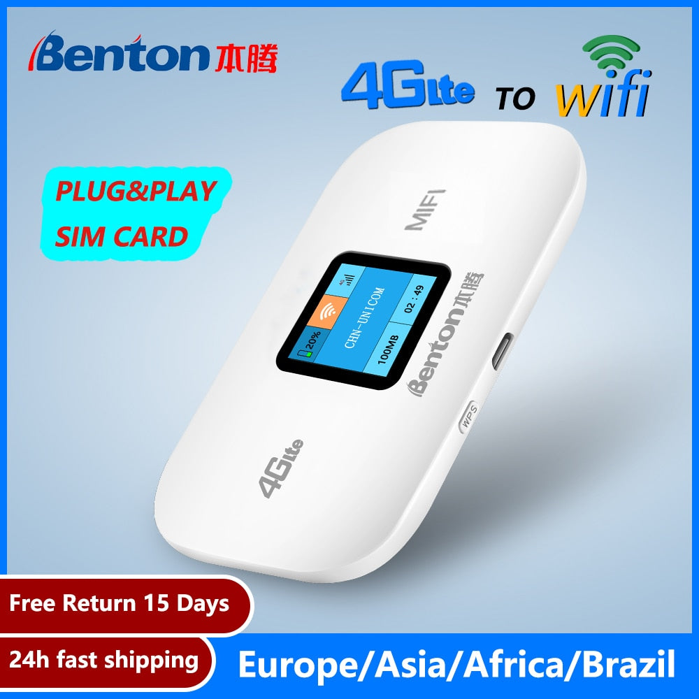 Benton 4G Lte Portable Wifi Router Type C Network Nano Card Unlimited Wireless WPS Dongle Mifi Routers Unlocked Hotspot 150Mbps
