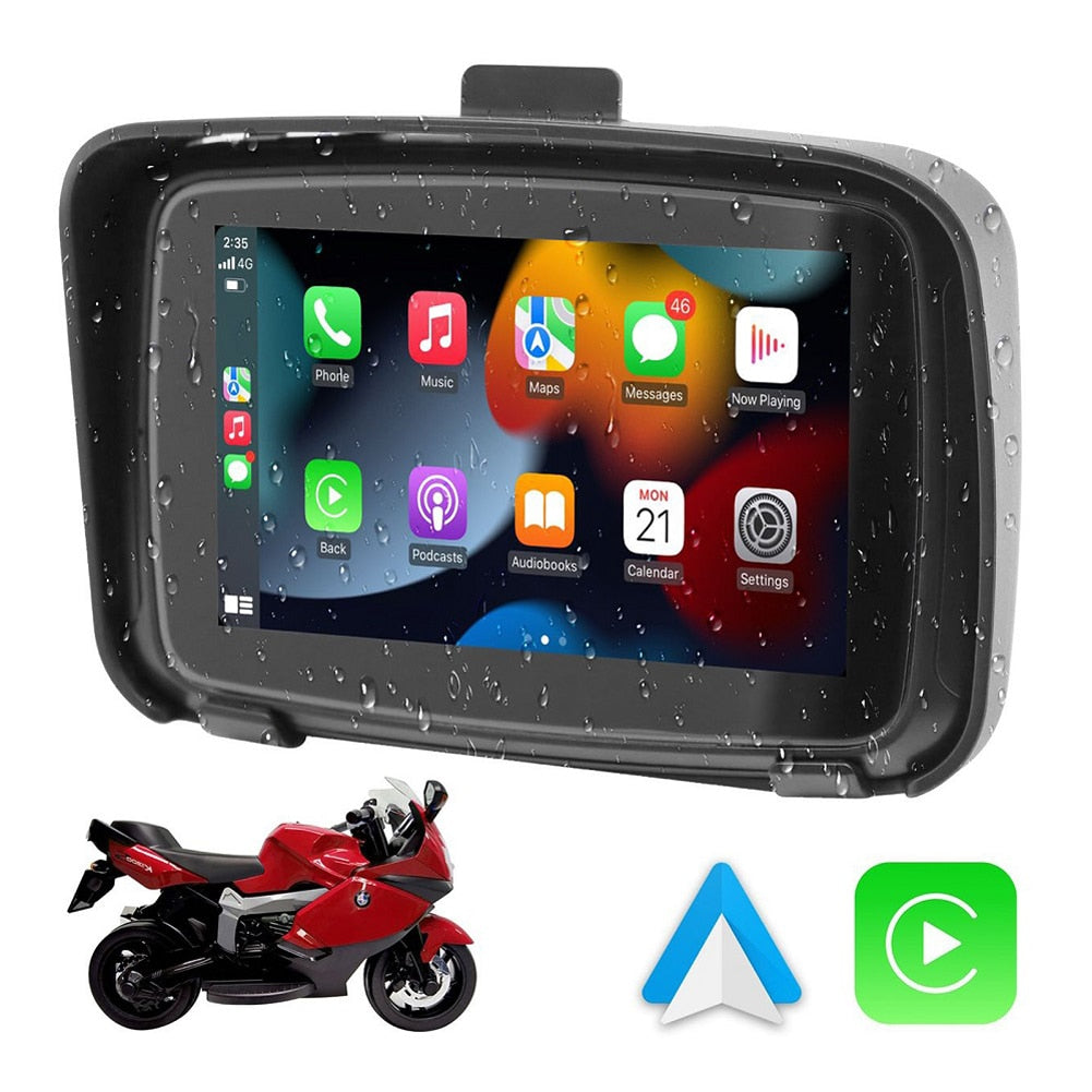 5 Inch Portable GPS Navigation Motorcycle Carplay Display Touch Screen IPX7 Waterproof Motorcycle CarPlay Wireless Android Auto