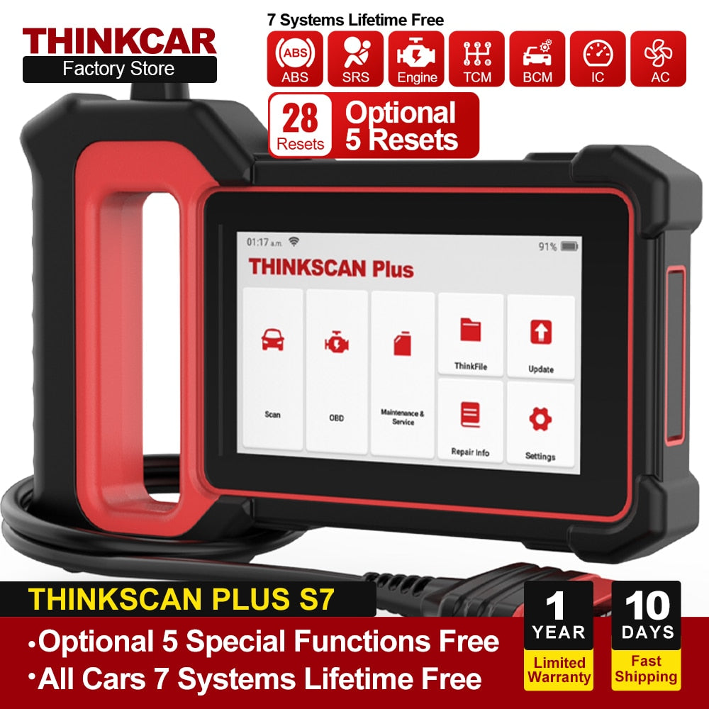 THINKCAR Thinkscan Plus S7 S4 Obd2 Scanner Car Diagnostic Tool Automotivo Intelligent System Diagnosis Code Reader 28 Reset
