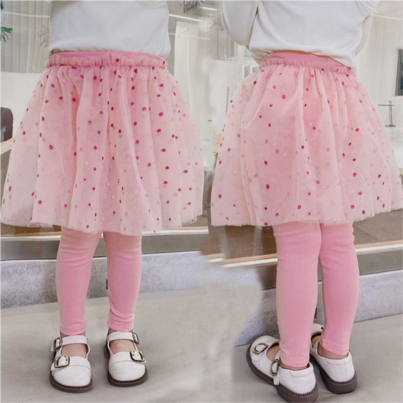 2022 Cotton Baby Girls Leggings Lace Princess Skirt-pants Spring Autumn Children Slim Skirt Trousers for 2-7 Years Kids Clothes