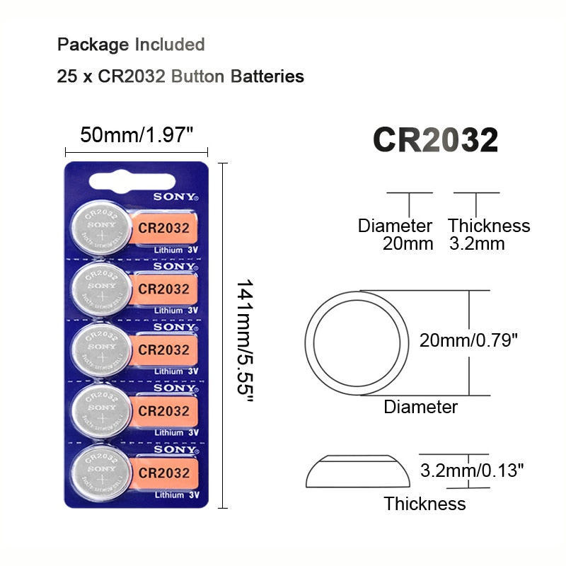SONY Original CR2032 DL2032 ECR2032 BR2032 2032 CR 2032 3V Lithium Button cell Coin Battery Long Lasting for Watches