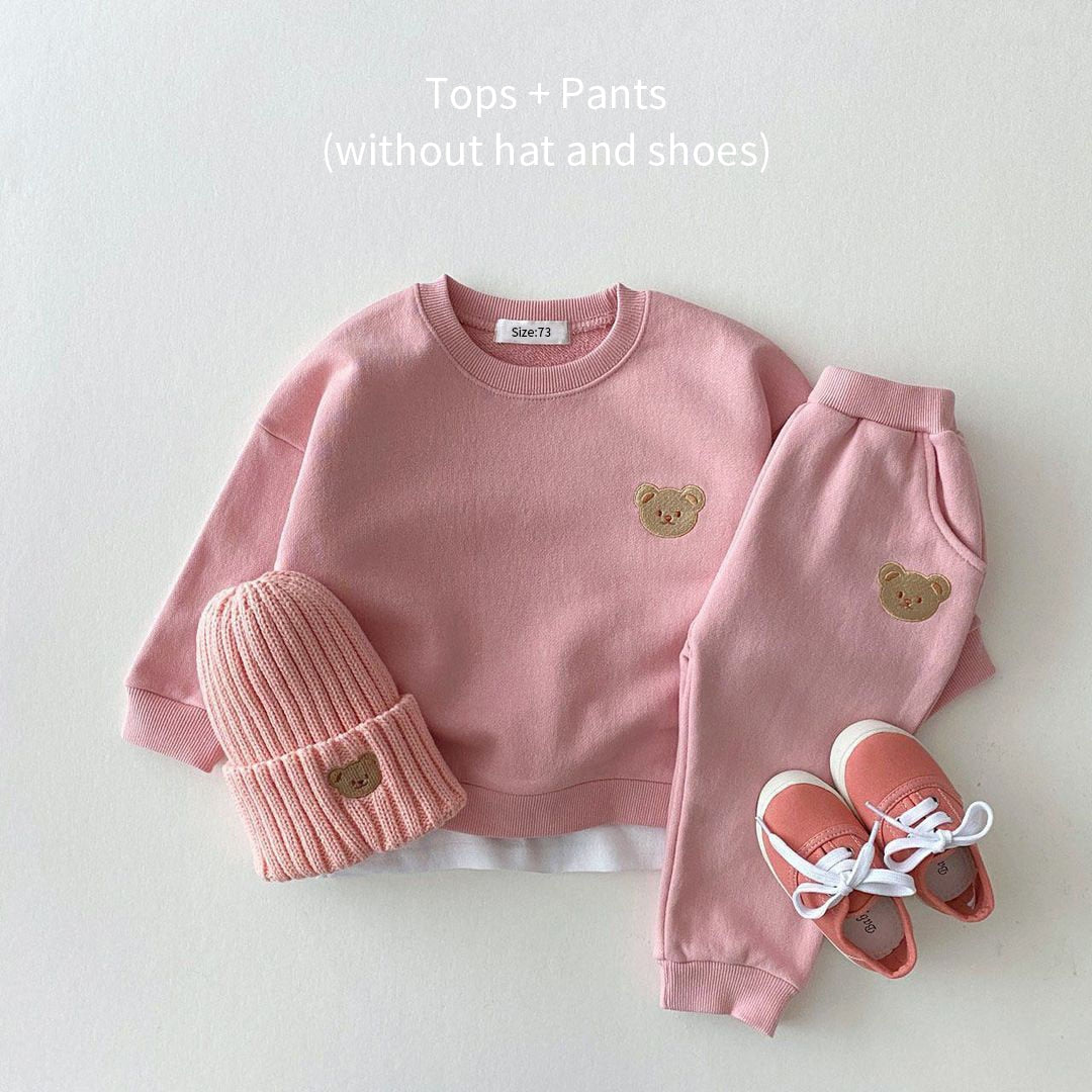 Fashion Toddler Baby Boys Girl Fall Clothes Sets Baby Girl Clothing Set Kids Sports Bear Sweatshirt Pants 2Pcs Suits Outfits
