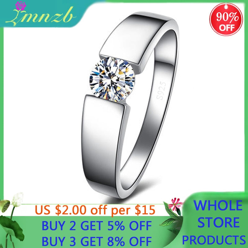 Sent Credentials! 100% Real Tibetan Silver Rings Round Solitaire CZ Zircon Wedding Rings Fashion Jewelry Gift for Women and Men