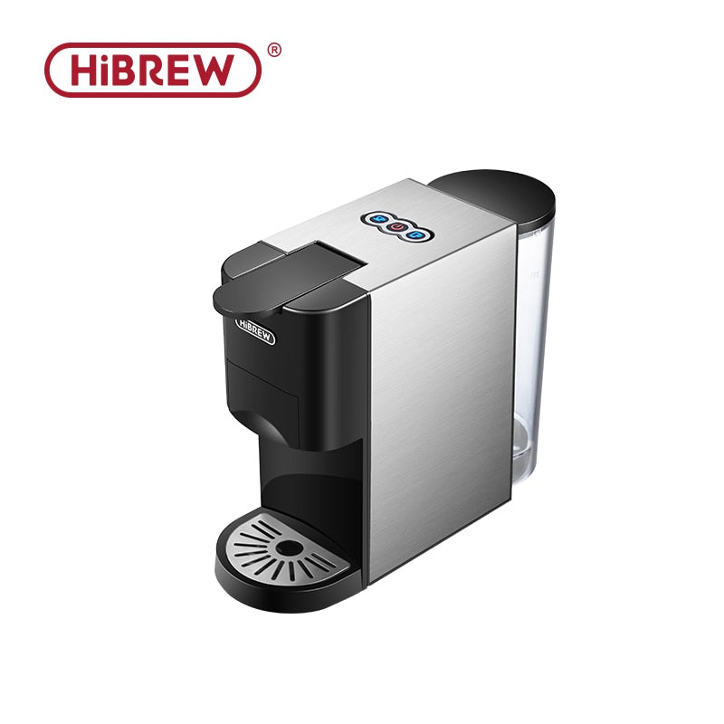 HiBREW Coffee Machine 4in1 Multiple Capsule Espresso  Dolce Milk&Nespresso&ESE Pod&Powder Coffee Maker Stainless Metal Outook H3