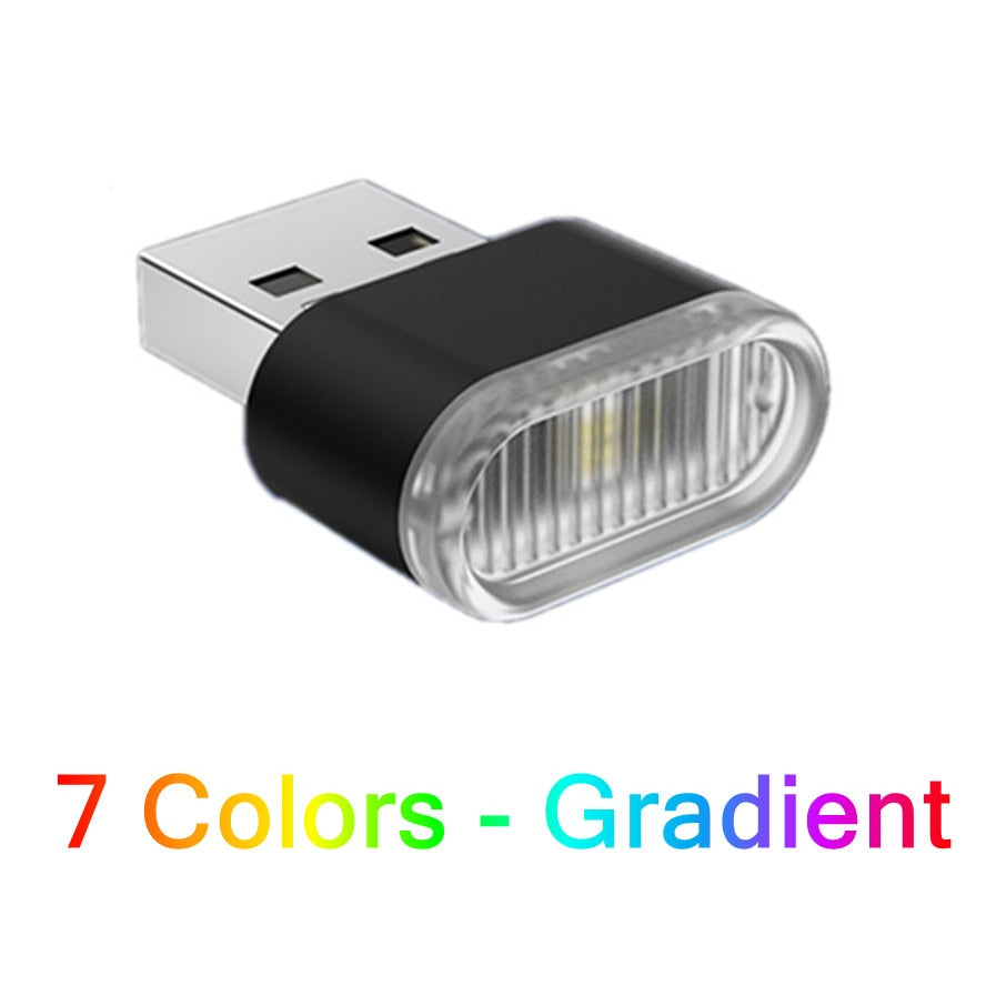 USB Car Mini LED Atmosphere Lights Car Interior Neon Decorative Lamp Emergency Lighting Universal PC Portable Plug and Play
