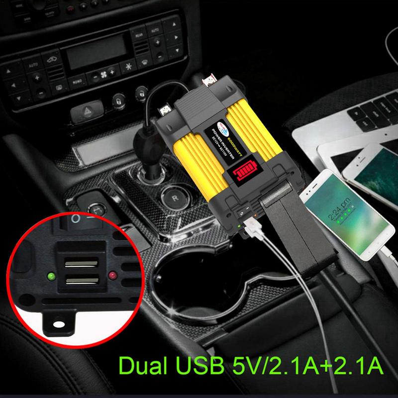Car Power Inverter Vehicle Power Inverter With Cigarettes Lighter Port Battery Clips AC Car Charger Converter For Camping Truck