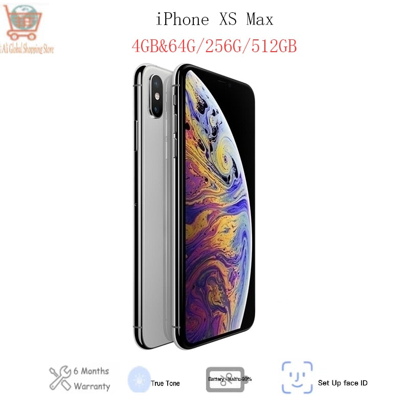 Unlocked Original iPhone XS Max  6.5-inch memory 4GB ROM 64GB/256GB/512GB smartphone Face ID NFC 12 MP