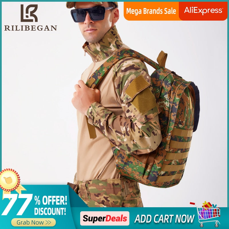 Camouflage Backpack Men Large Capacity Army Military Tactical Backpack Men Outdoor Travel Rucksack Bag Hiking Camping Backpack