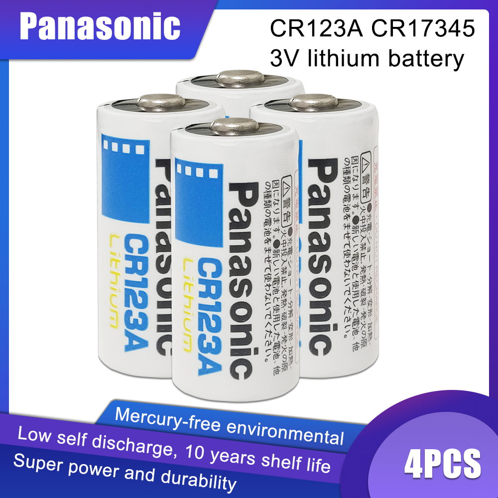 4PCS Panasonic CR123A CR123A CR123 123A CR 123 A123 CR17345 16340 3V Lithium Battery for Camera Flashlight dry primary cell