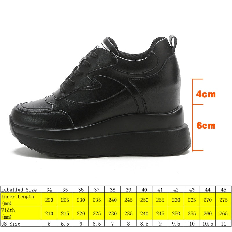 Fujin 10cm Platform Wedge Sneakers Chunky Shoes Genuine Leather for Women Summer Shoes Spring Autumn Walking Sneakers Fashion