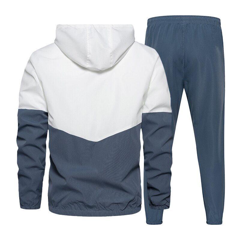 Men Tracksuit Casual Hoodies Sets 2023 Spring New Male Jackets+Pants Two Piece Sets Hip Hop Streetwear Sports Suit Patchwork