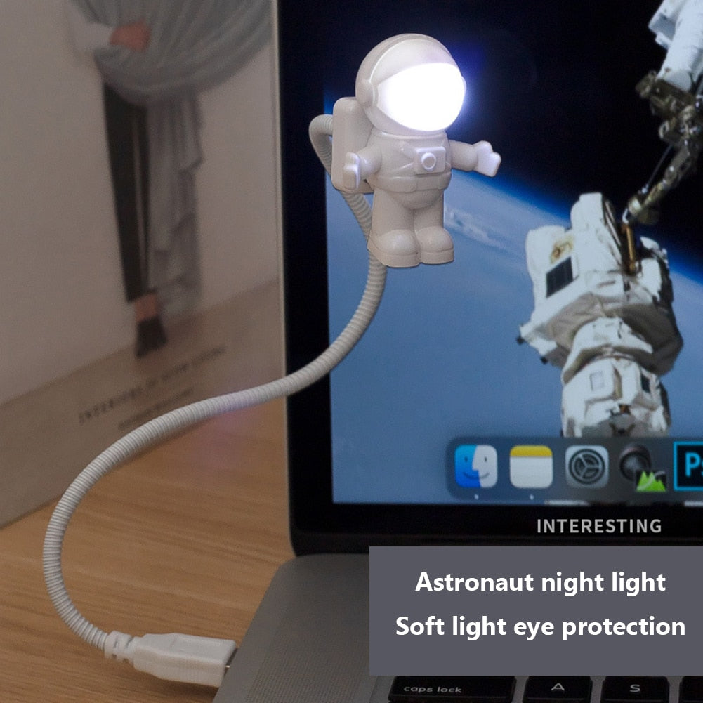 Portable USB Powered Night Light White Astronaut Shape Reading Desk Lamp DC 5V LED Light For Computer Laptop PC Lighting Space