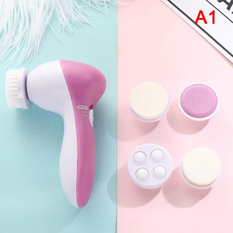 5 In 1 Face Cleansing Brush Silicone Facial Brush Electric Wash Face Machine Facial Brush Facial Cleansing Brush Face Wash New