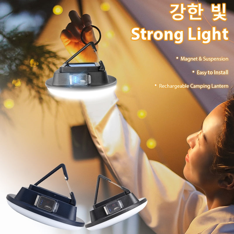 30000mAH Rechargeable Camping Lantern Portable Tent Light Solar Camping Light with Magnet Strong Light Zoom Work Lamp Repair Led