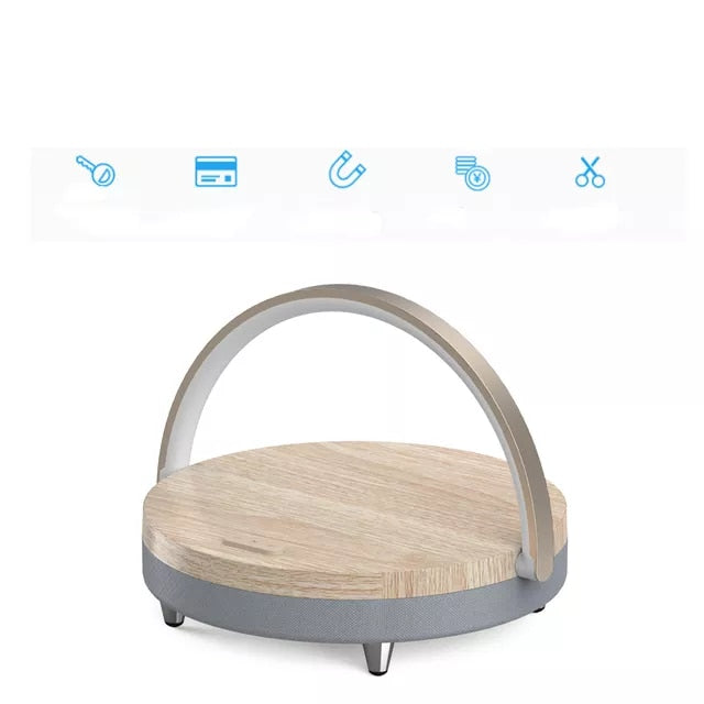 S21 Pro Bluetooth Speaker Wood Wireless Chargers LED Lamp Music Bedside Lamp Wireless Charger for Women Men Dad Mom