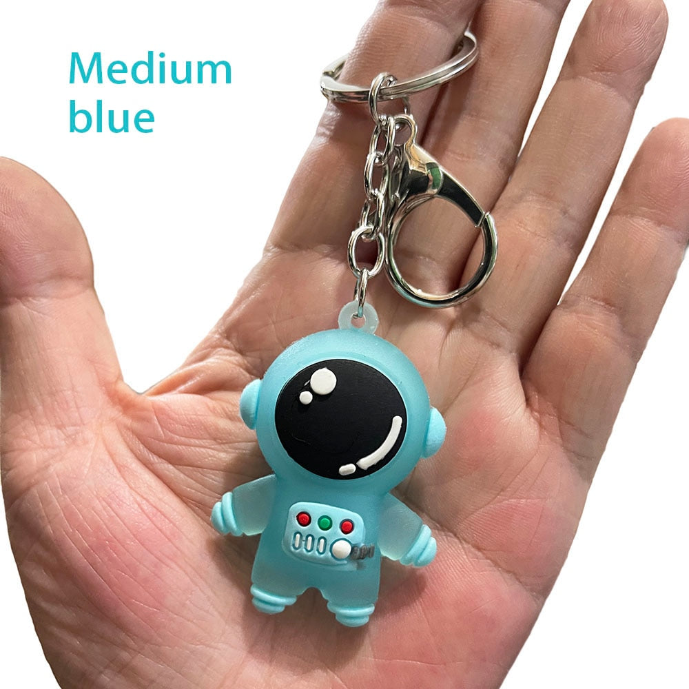 Creative Cute Cartoon Soft Glue Astronaut key ring Spaceman Car Key Chain Couple Backpack Pendant Gift DIY Keychain Accessories