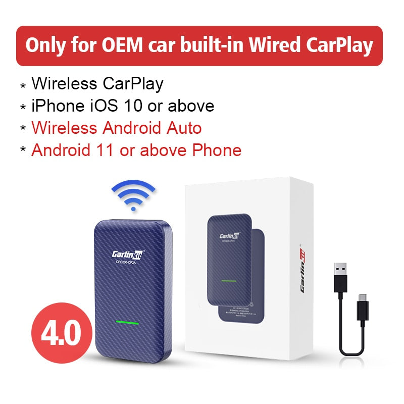 CarlinKit 4.0 Android 11 Wireless Android Auto Ai Box Wireless Apple CarPlay Adapter For Toyota Fiat Audi Porshe Benz Kia FordVW