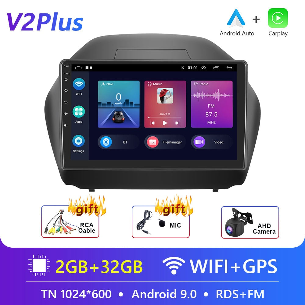 Podofo 10.1" 4G DSP 2din Android Car Radio Multimedia Video Player Navigation GPS For Hyundai IX35 2010-2015 RDS Stereo