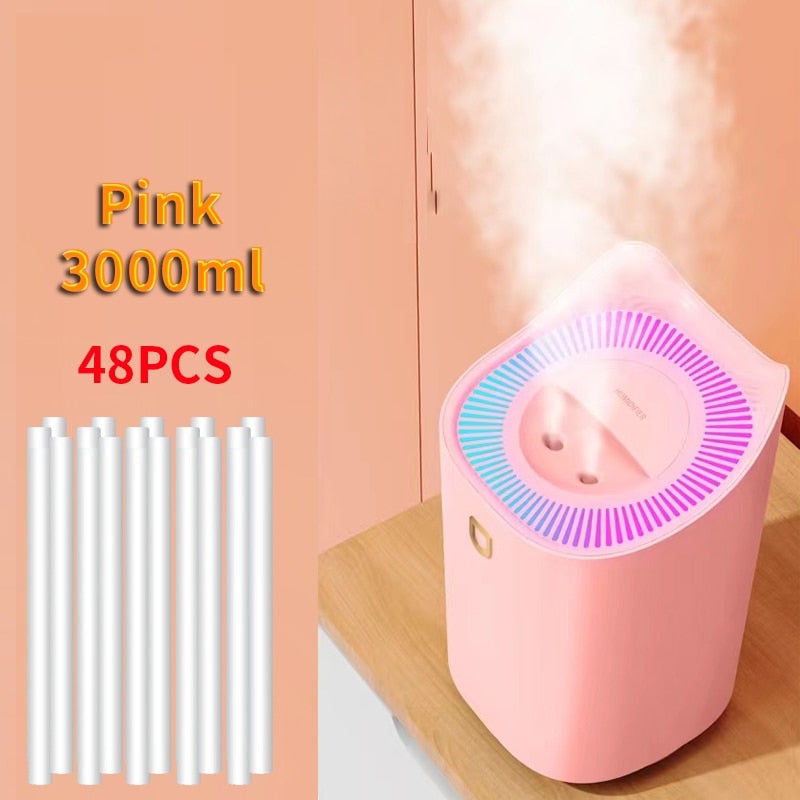 3L Air Humidifier Essential Oil Aroma Diffuser Double Nozzle With Coloful LED Light Ultrasonic Humidifiers Aromatherapy Diffuser
