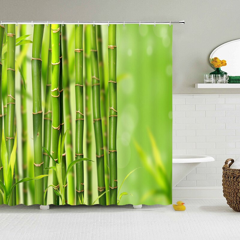 Modern 3D Printing Forest Shower Curtain Green Plant Tree Landscape Bath Curtain With Hooks For Bathroom waterproof scenery