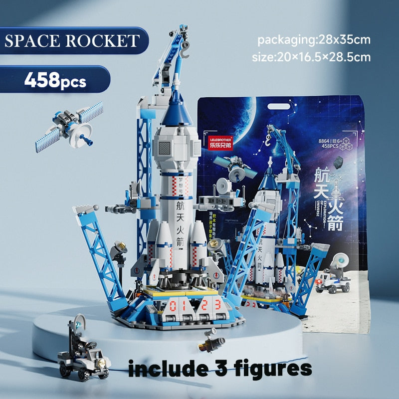 City Space Rocket DIY Craft Launch Center Base Puzzle Model Assembling Bricks Children's Toy Building Blocks Small Set Boys Gift