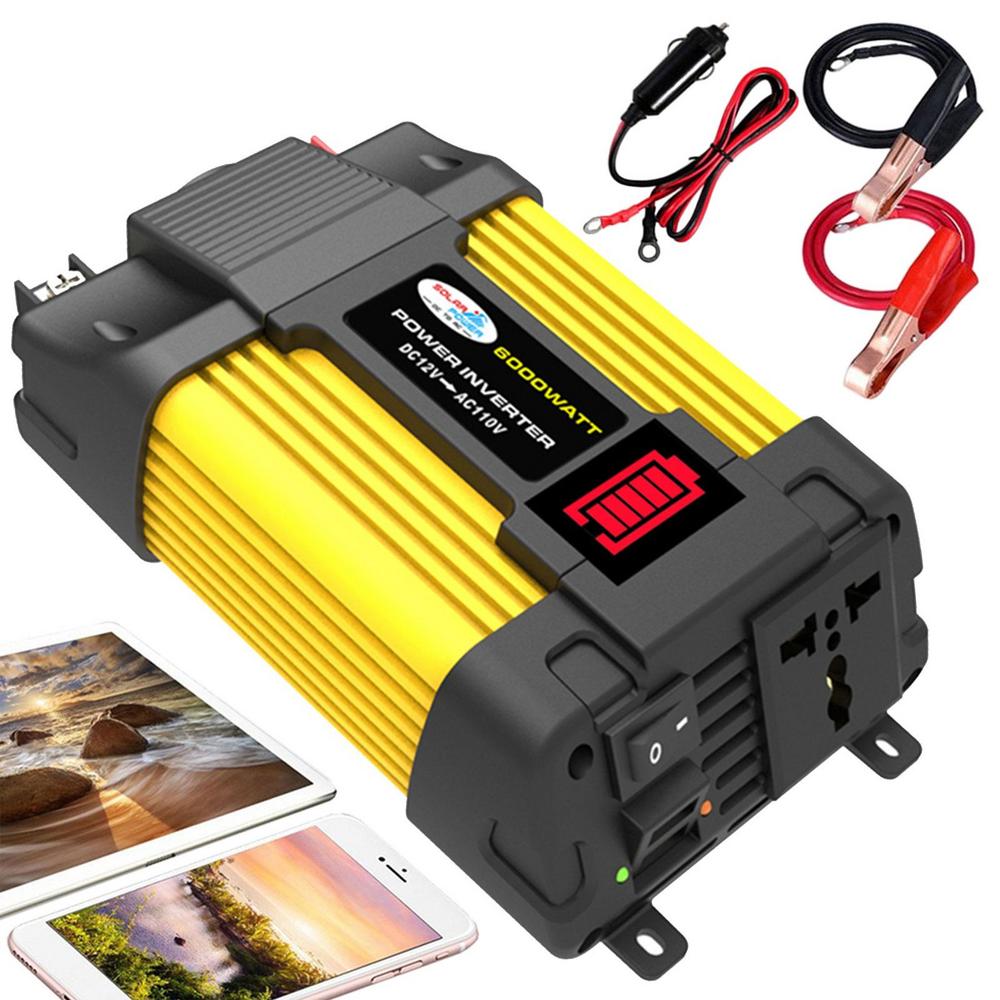 Car Power Inverter Vehicle Power Inverter With Cigarettes Lighter Port Battery Clips AC Car Charger Converter For Camping Truck