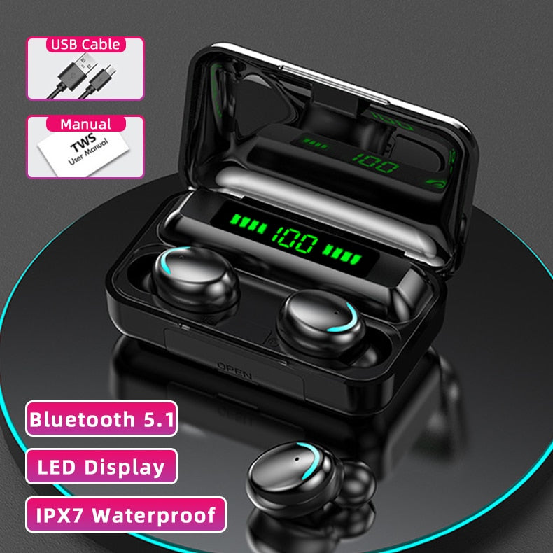 Bluetooth Headphones TWS 5.0 Wireless Earphones 9D Stereo Sports Earbuds Waterproof Headset for charging smartphone
