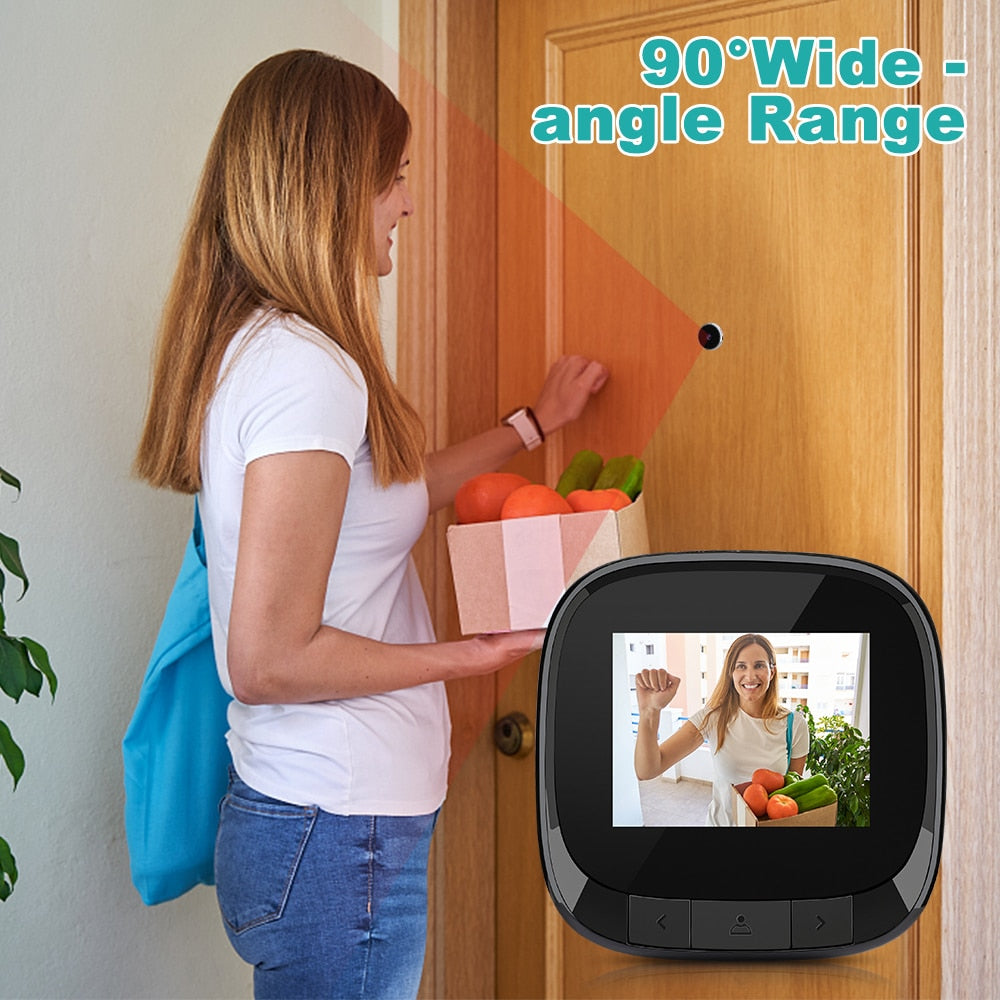 WSDCAM 2.4 inch LCD Digital Doorbell 90° Door Eye Doorbell Camera Viewer Electronic Peephole Viewer Outdoor Visual Doorbell