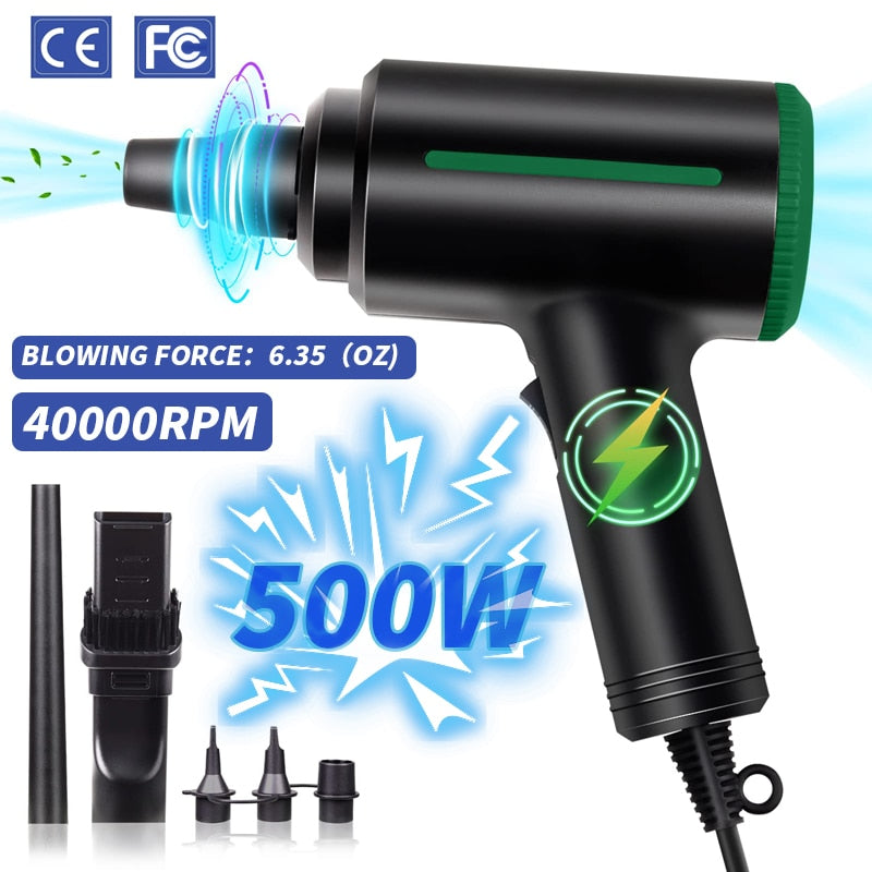 500W Electronic Compressed Air Duster,40000 RPM Electric Air Duster,Multi-Use Dust Air Blower for PC Computer Keyboard Cleaner