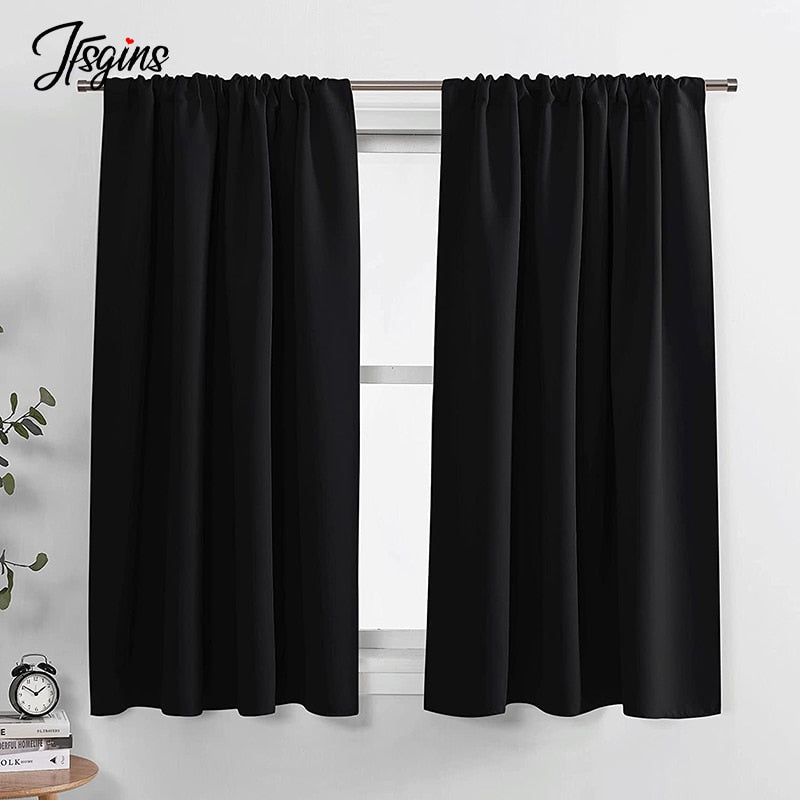 Blackout Short Curtains for Bedroom Opaque Blinds Curtain for Window Living Room Kitchen Treatment Ready Made Small Drapes