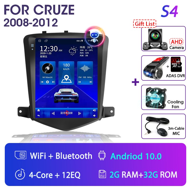 Srnubi 9.7" Android 11 Car Radio for Chevrolet Cruze J300 2008-2012 Multimedia Player GPS 2din Carplay Auto Stereo DVD Head Unit