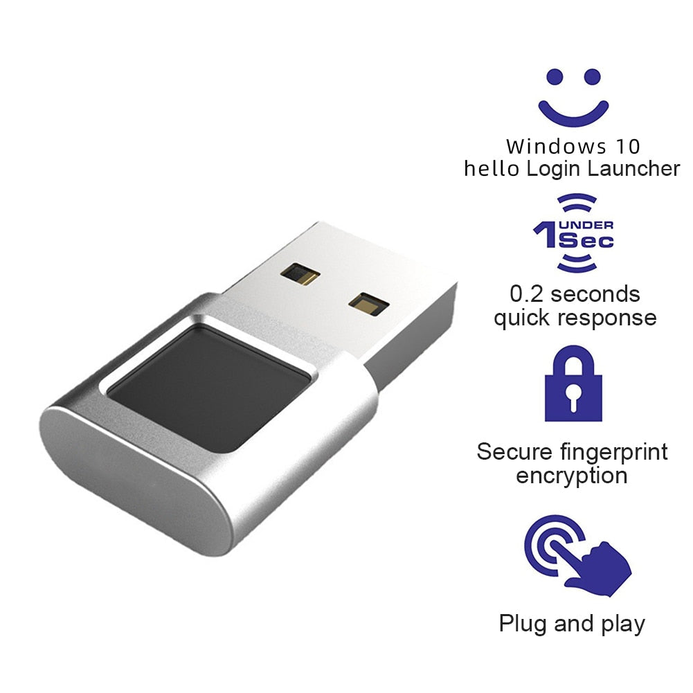 Mini USB Fingerprint Reader Module Device Biometric Scanner for Windows 10 /11Hello Dongle Laptops PC Security Key USB Interface
