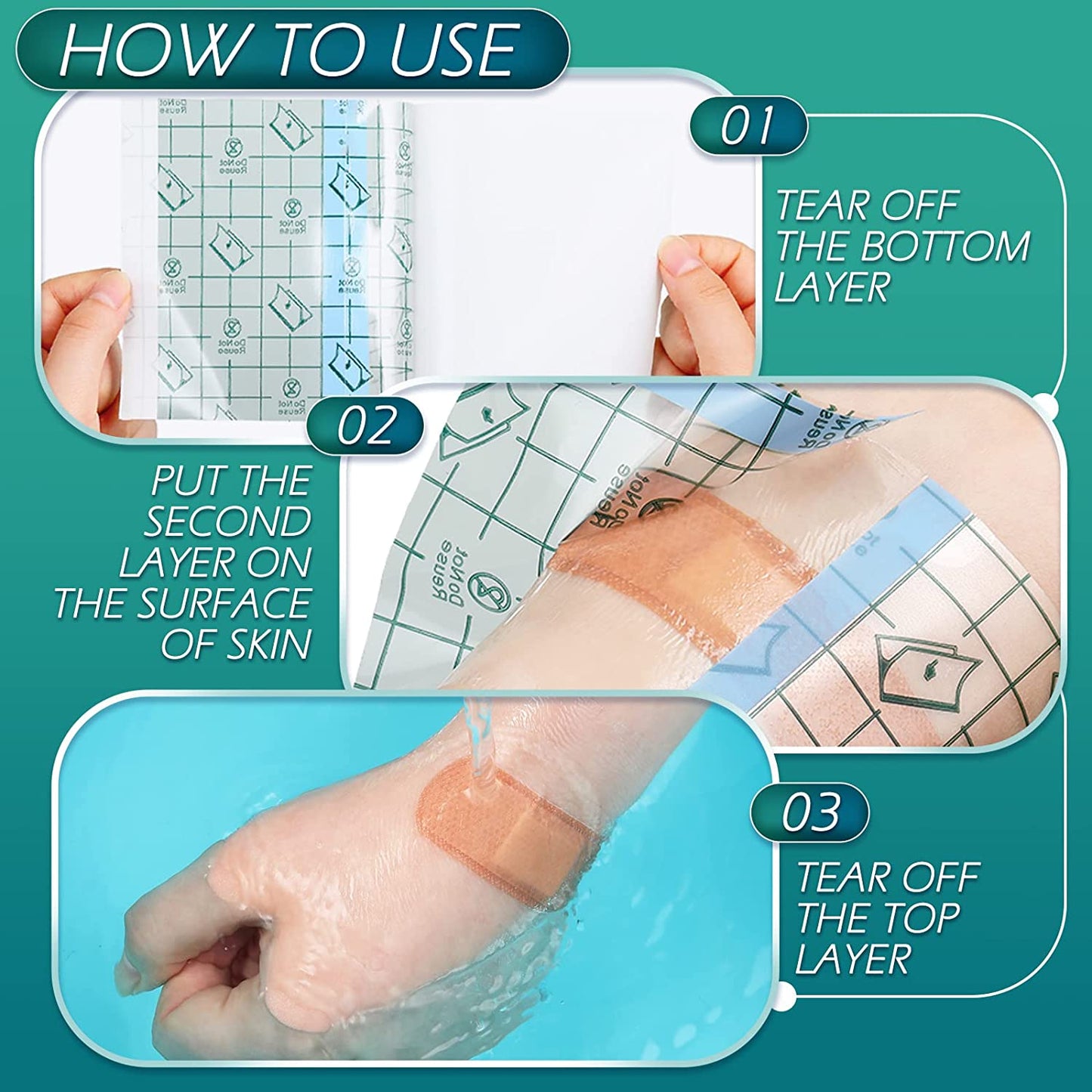 100pcs/ 50pcs Medical Adhesive Tape Transparent Tape PU Anti-allergic Medicinal Wound Dressing Fixation Tape Plaster Waterproof