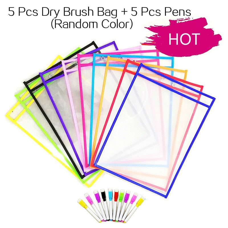 10/4Pcs Transparent Dry Brush Bag Kids Craft Drawing Board Painting Doodle Coloring Learning Educational Toys For Children Gift