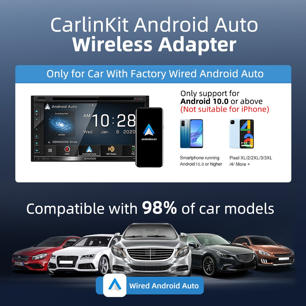 2023 CarlinKit Android Auto Wireless Adapter Smart Ai Box Plug And Play Bluetooth WiFi Auto Connect  For Wired Android Auto Cars