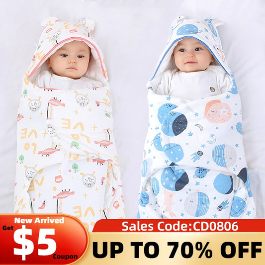 Winter Newborn Baby Wrap Blankets Cotton Cartoon Baby Sleeping Bags Envelope For Newborn Sleep Sack Thick Cocoon for Baby 0-6M