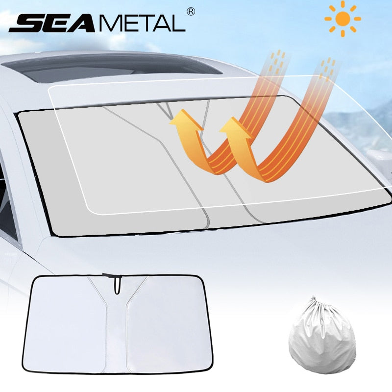 SEAMETAL Car Windshield Sun Shade Blocks UV Rays Sun Visor Protector Foldable Sunshade