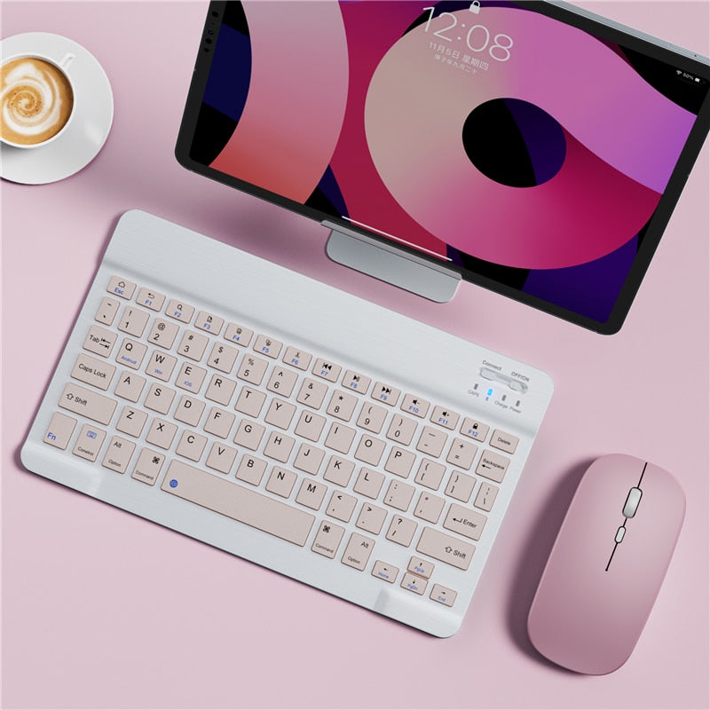 Bluetooth Wireless Keyboard for Tablet ipad Spanish Keyboard and Mouse Mini Russian Keyboard Kit for ipad Pro 12 9 Air 4 S6 Lite