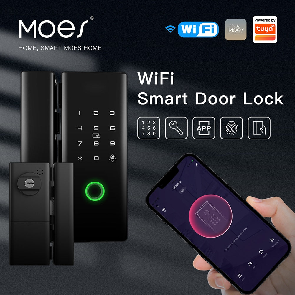 WiFi Smart Door Lock USB Charging Digital Electronic Keypad Door Lock with Key Anti-theft/Alarm for Iron Gate/Sliding Door