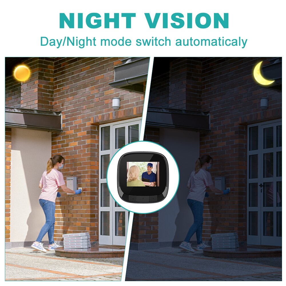 WSDCAM 2.4 inch LCD Digital Doorbell 90° Door Eye Doorbell Camera Viewer Electronic Peephole Viewer Outdoor Visual Doorbell
