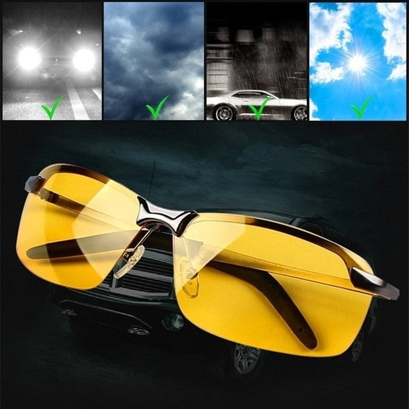 Universal Night Vision Glasses Sunglasses Men Outdoor Sport Sun Glasses Driver Goggles Black/Yellow Glasses for Night Driving