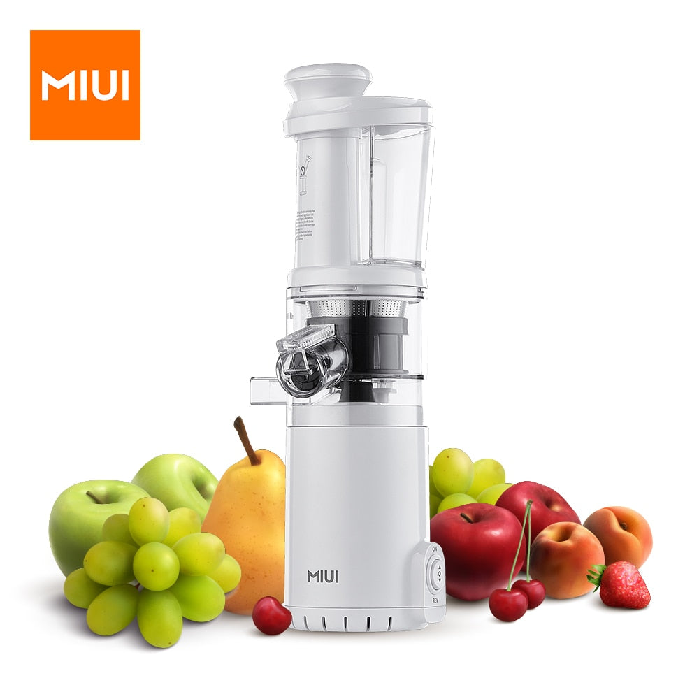 MIUI Mini Slow Juicer Cold Press Juicer, Electric Screw Bar Masticating Blender, Portable and Easy to Clean with Juice Cup