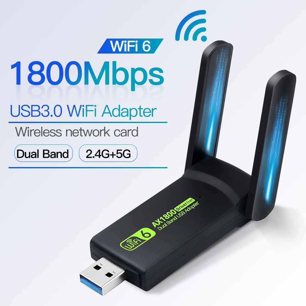 1800Mbps WiFi 6 USB 3.0 Adapter 802.11AX Dual Band 2.4G/5GHz Wireless Wi-Fi Dongle Network Card RTL8832AU Support Win 10/11 PC