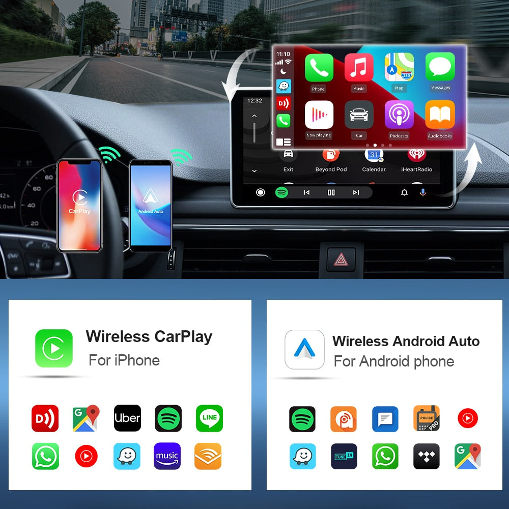 CarlinKit 4.0 Android 11 Wireless Android Auto Ai Box Wireless Apple CarPlay Adapter For Toyota Fiat Audi Porshe Benz Kia FordVW