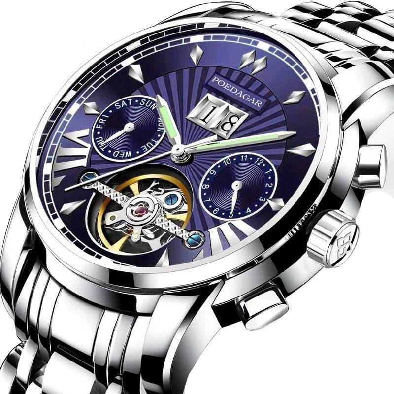 POEDAGAR Men Watch Top Brand Luxury Automatic Mechanical Watches Waterproof Luminous Business Stainless Stain Men's Wristwatch