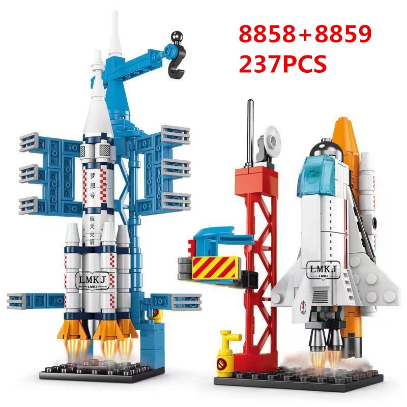 Creative Aviation Manned Rocket Building Blocks Space Astronaut Figure DIY Aerospace Bricks Model Toys for Kids Christmas Gift