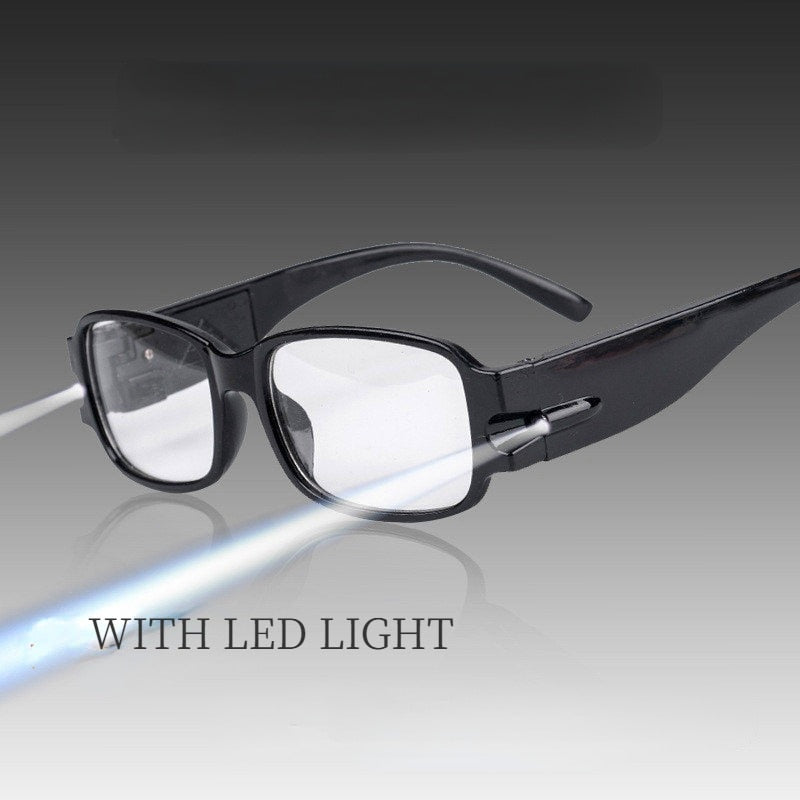 LED Light Reading Glasses Clear  +1.00 +1.50 +2.00 +2.50 +3.00 +3.50 +4.00 Diopter Night Presbyopic Glasses
