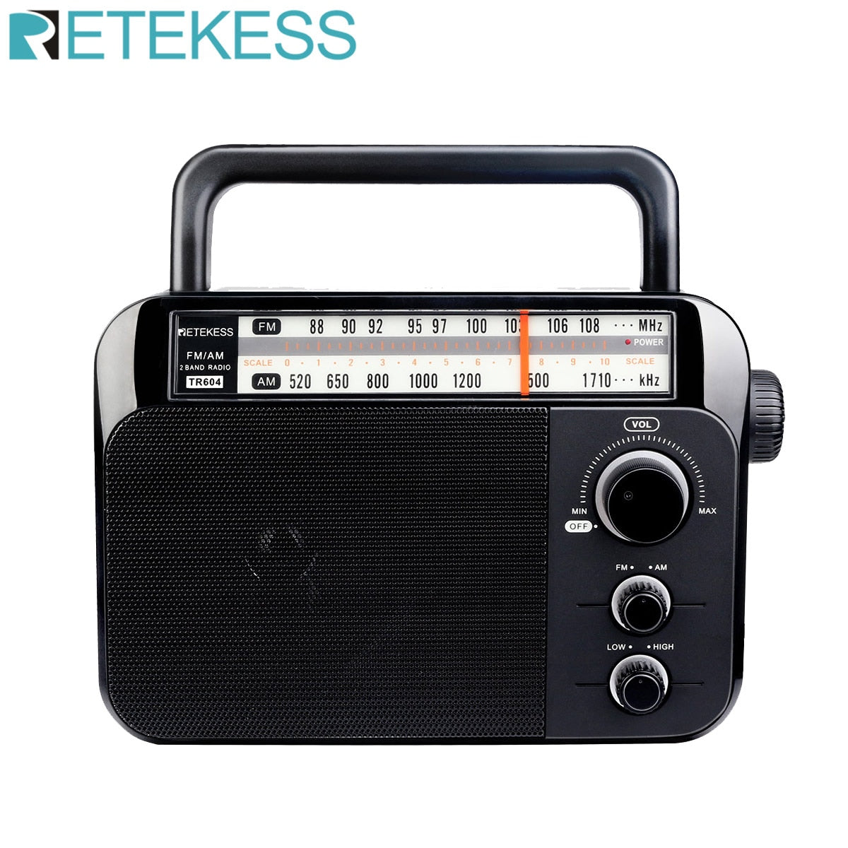 Retekess TR604 AM FM Radio Portable Plug in Radio Transistor Powered by 3 D Batteries or AC 110V/220V for Senior and Home