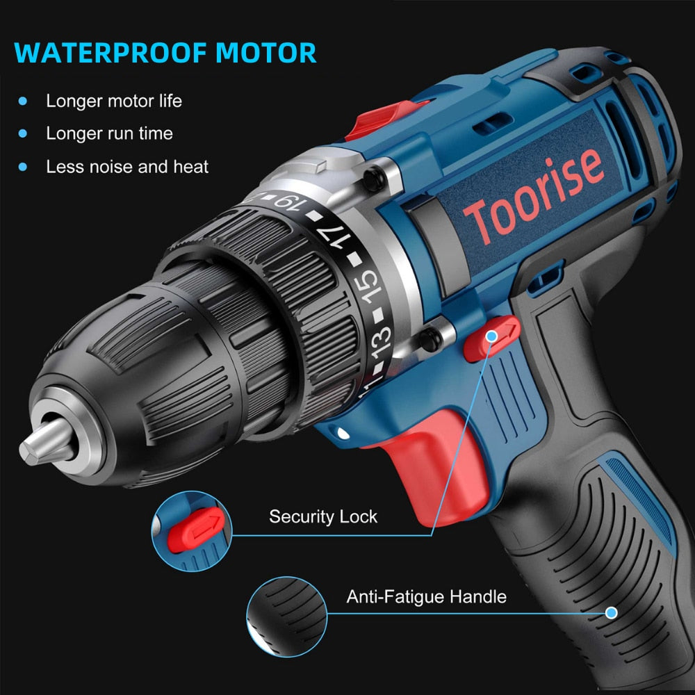 Cordless Electric Drill Hand Drill 20V Handheld Lithium Drill Blue-Black Drill Electric Screwdriver POWER TOOLS FOR HOME DIY