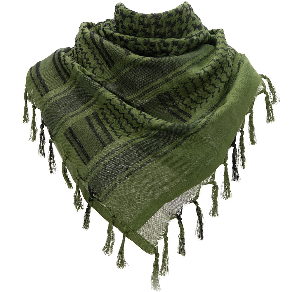 Tactical Arab Shemagh Military Scarf Outdoor Hiking Army Desert Scarves Muslim Hijab for Men Women Windproof Scarf With Tassel
